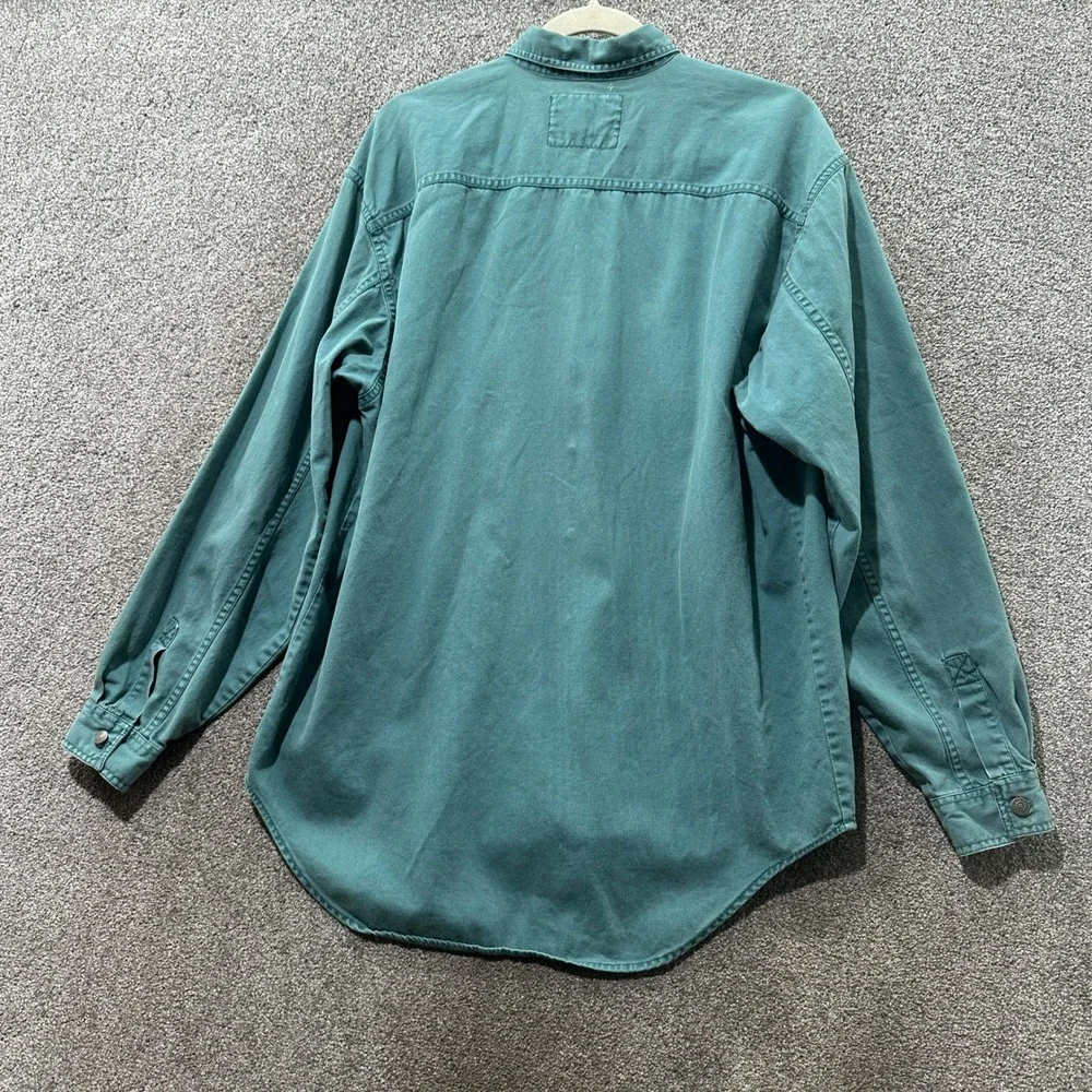 Levi Strauss Mens Long Sleeve Button Down Shirt Teal Green Cotton Twill XL
